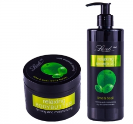 Ķermeņa kopšanas komplekts-dušas želeja un sviestkrēms Lime&Basil