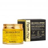 Ampulu krēms sejai ar 24 karātu zeltu un peptīdiem FARMSTAY 24K GOLD & PEPTIDE, 80 ml