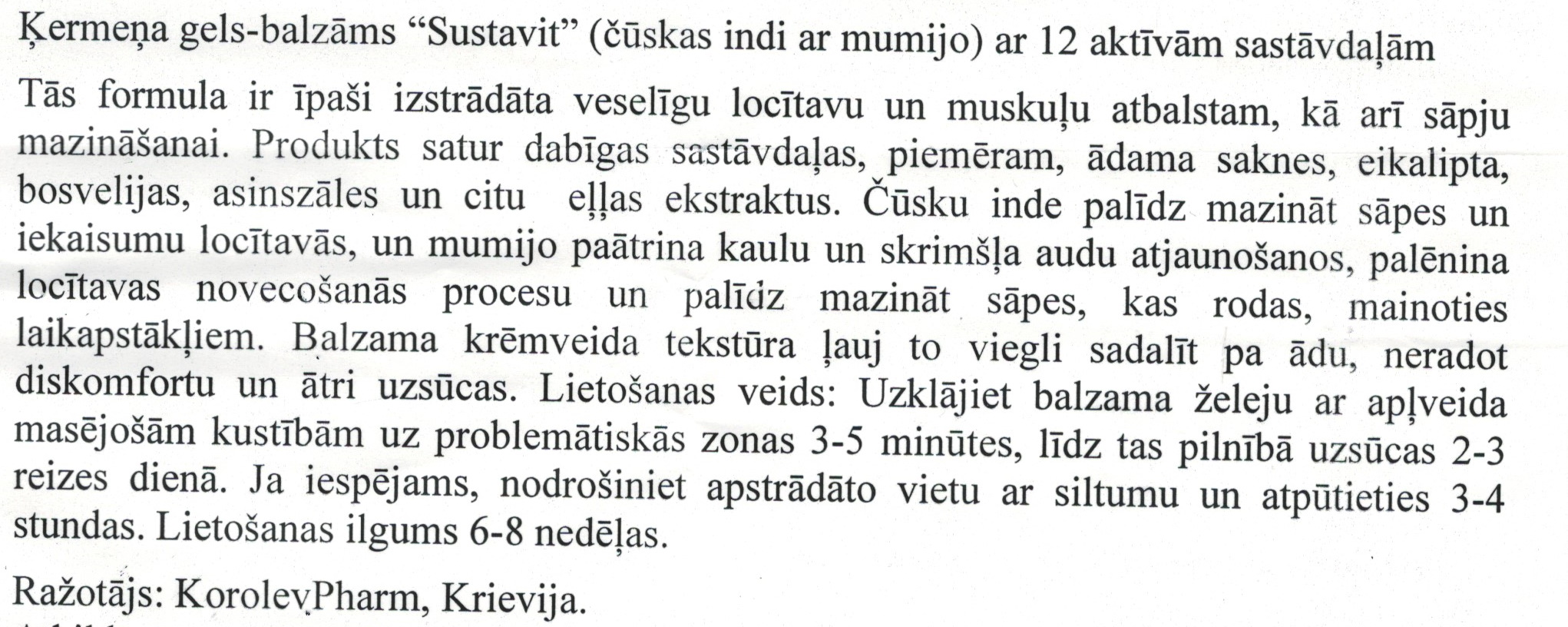 Sustavit apraksts