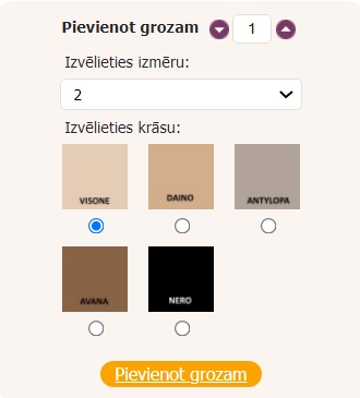 Izvēlieties izmēru un krāsu